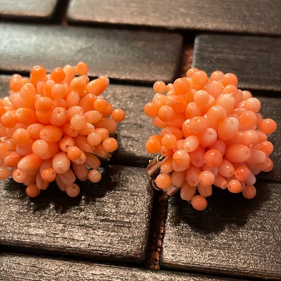 Genuine Coral GP clip earrings